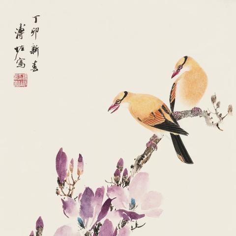 玉兰八哥国画图片展示，传统艺术魅力与细节之美